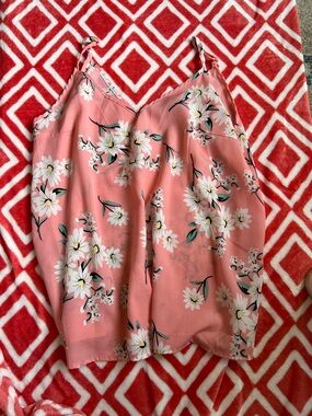 SHEIN Coral Pink Floral Spaghetti Strap Tank